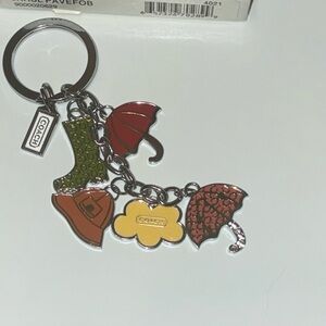 Coach Red, Yellow, and Green Charm Keychain